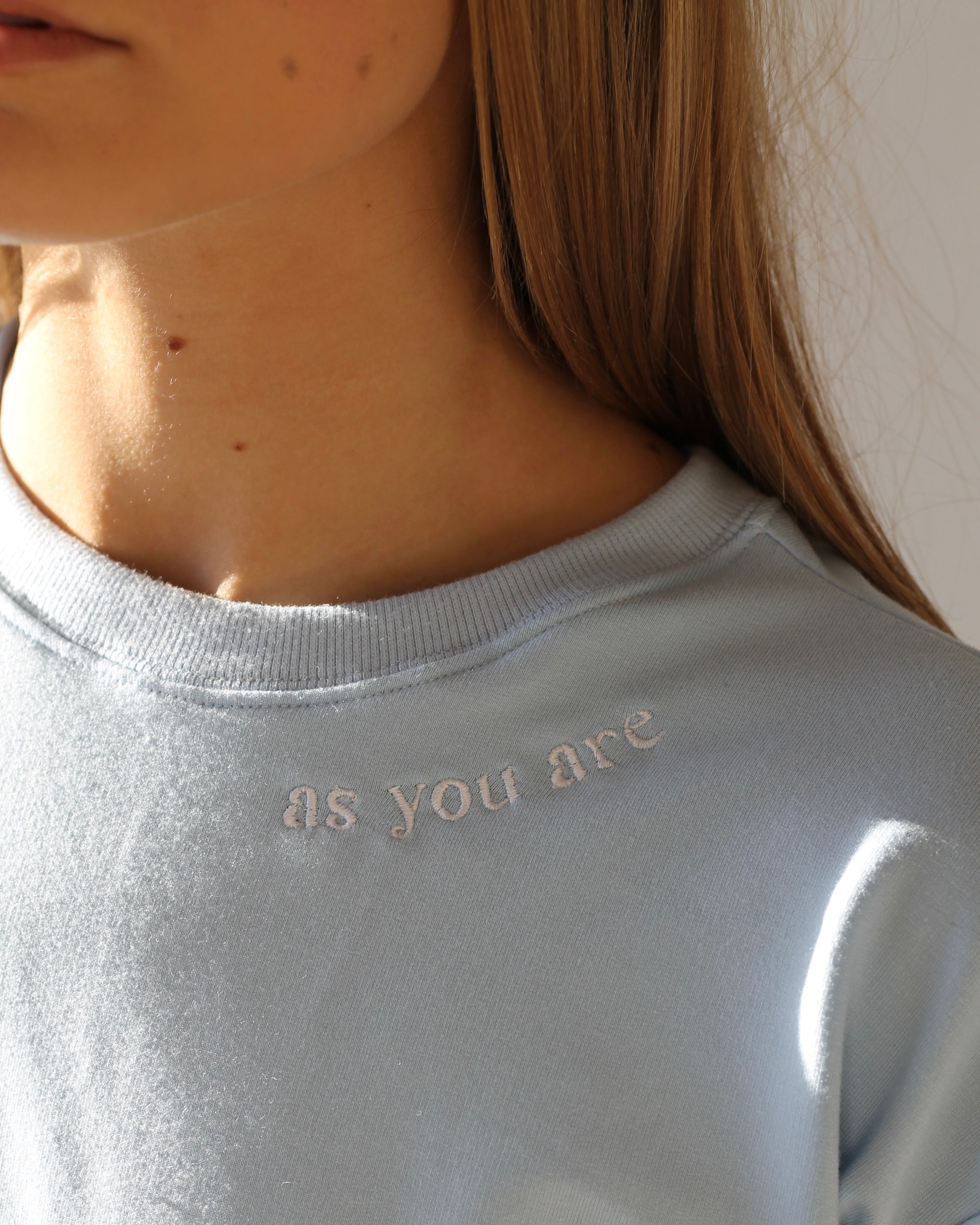 Here for Everyone  Lightweight Baby Blue Crewneck